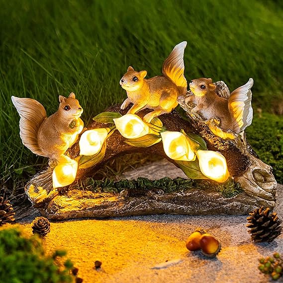 Solar Lights Outdoor Garden Ornament, Animal Resin Indoor Yard Lawn