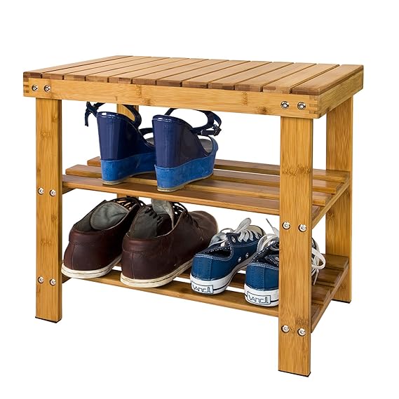 SoBuy® Schuhregal, Sitzbank, Schuhbank aus hochwertigem Bambus mit 2 Jahren Garantie, B50cm FSR02-K-N
