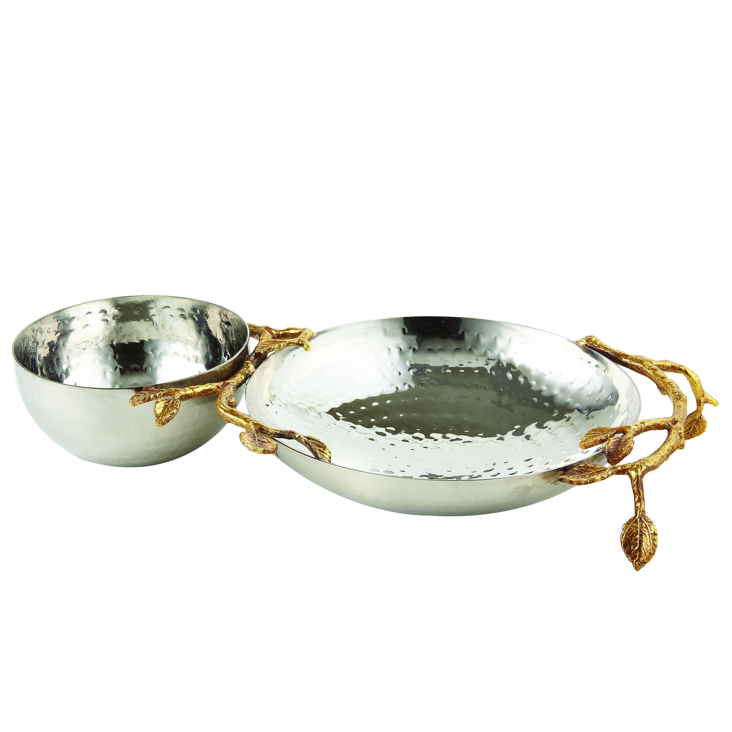 Elegance70041 Golden Vine Hammered Chip & Dip, Gold/Silver