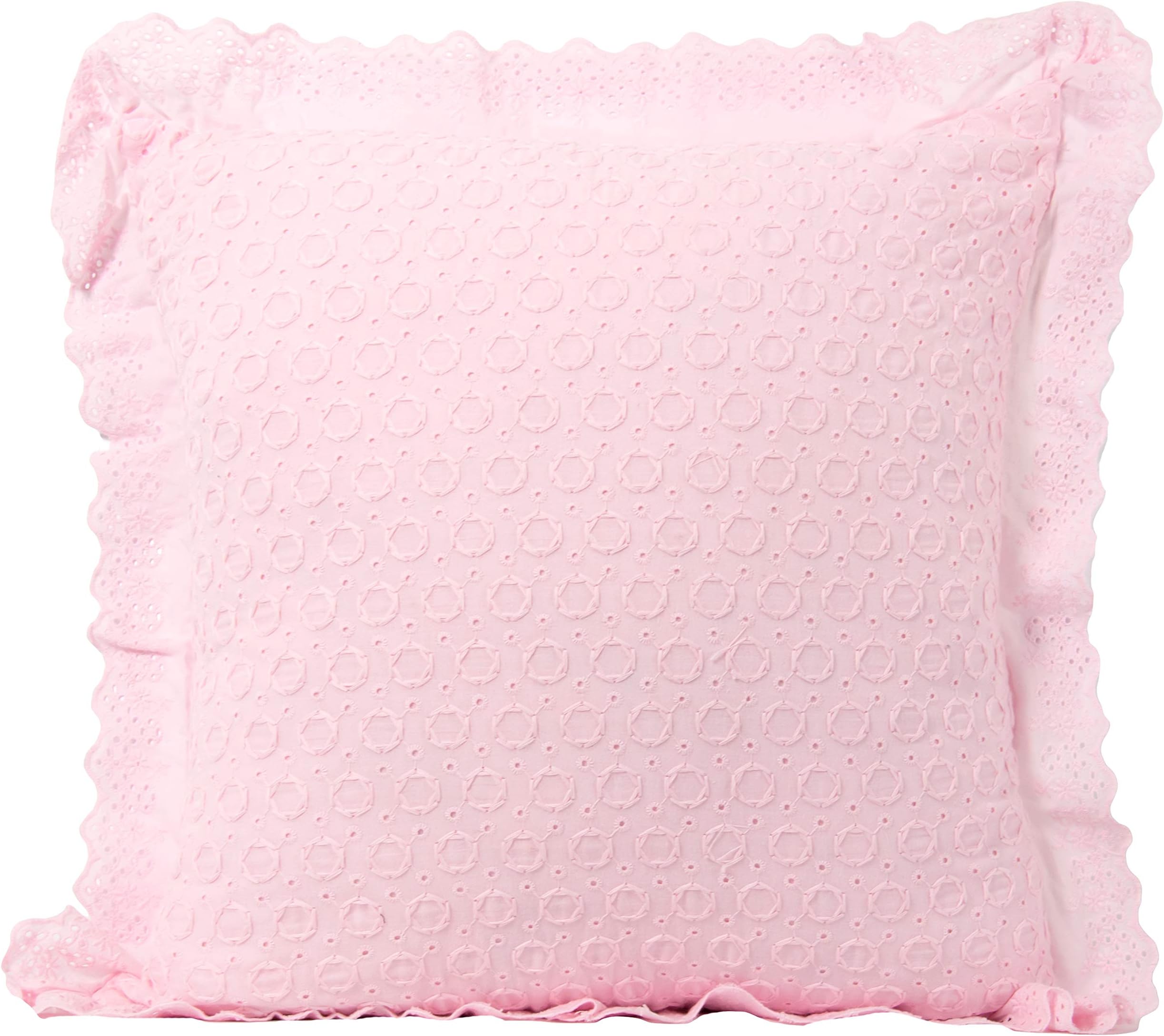 Urban Loft by Westex Eyelit Lace Polyester Filled Decorative Throw Pillow Cushion 18" x 18" Pink