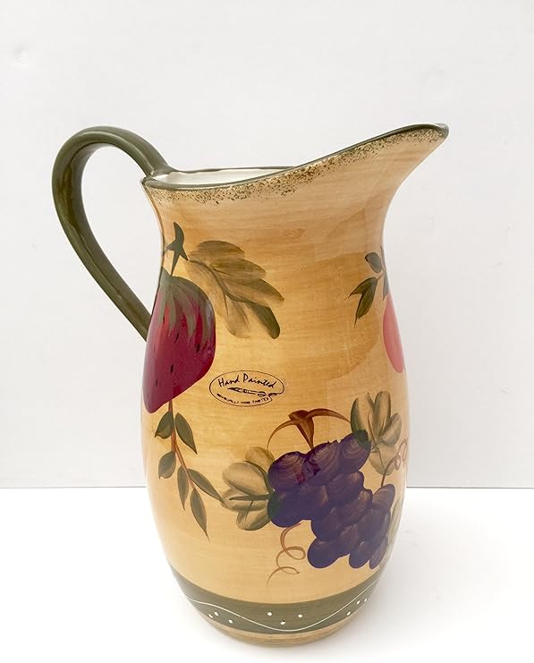 CERAMIC WATER PITCHER, EUROPEAN FRUITS DECOR Tuscany Fruit Decor Carafes & Pitchers