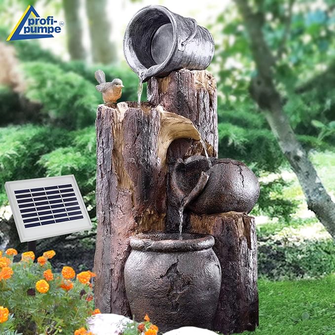 SOLAR WATER FEATURE BEAUTIFUL POTTERY FOUNTAIN BIRD BATH FOUNTAIN