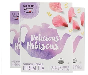 Amazon Com Wickedly Prime Organic Hibiscus Tea Full Leaf Bags 15 Count Pack Of 3 Grocery Gourmet Food