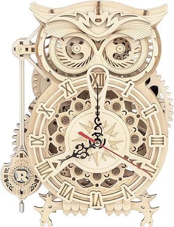 ROKR 3D Wooden Puzzle Owl Clock Kit 