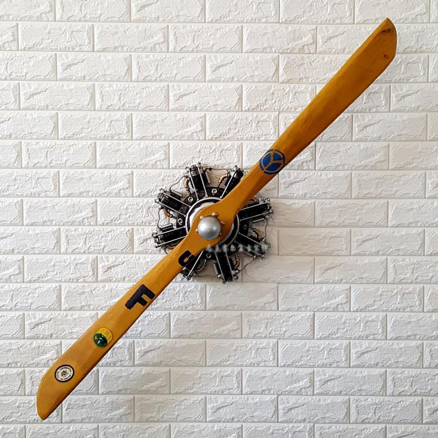 ZCCZS LOFT Wall Decoration Shelf Wall Decorations LOFT Handmade Metal Wood Creative Plane Wall Propeller Model Three-dimensional Decorative Pendant Wall Ornament Industrial decoration wall