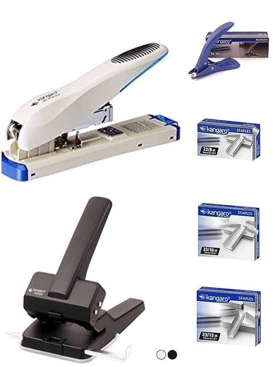Kangaro Office Combo DS23S13QL Heavy Duty Stapler With Different sizes
