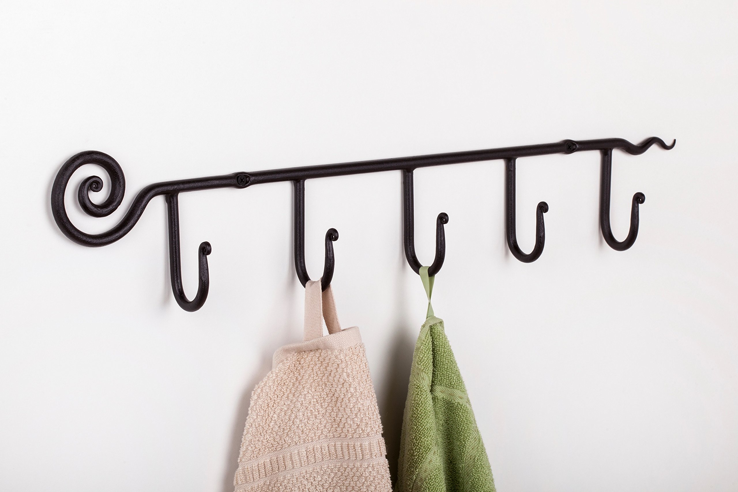 Decorative Wrought Iron 5 Hooks Coat and Hat Rack Hanger