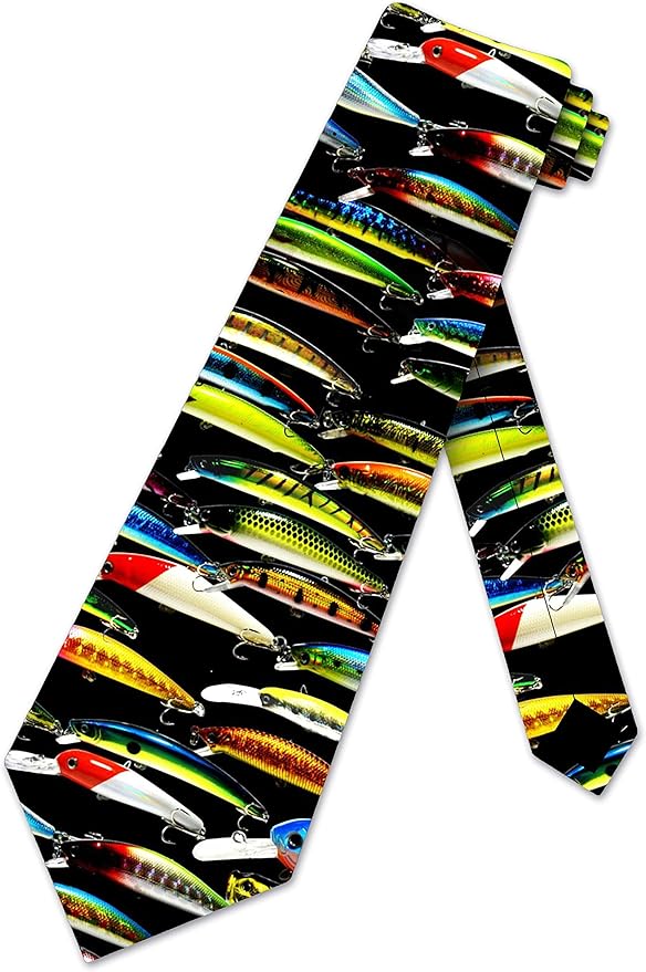 Fishing Ties Mens Lure Necktie Sports Tie Amazon.co.uk Clothing