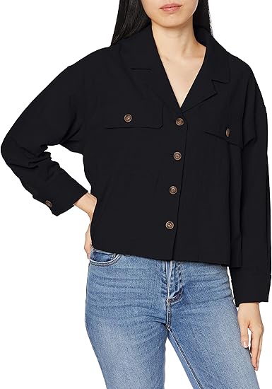 Amazon フリーズマート ミリタリージャケット ライトミリタリーショートブルゾン レディース ブラック 日本 Fr Free サイズ コート ジャケット 通販