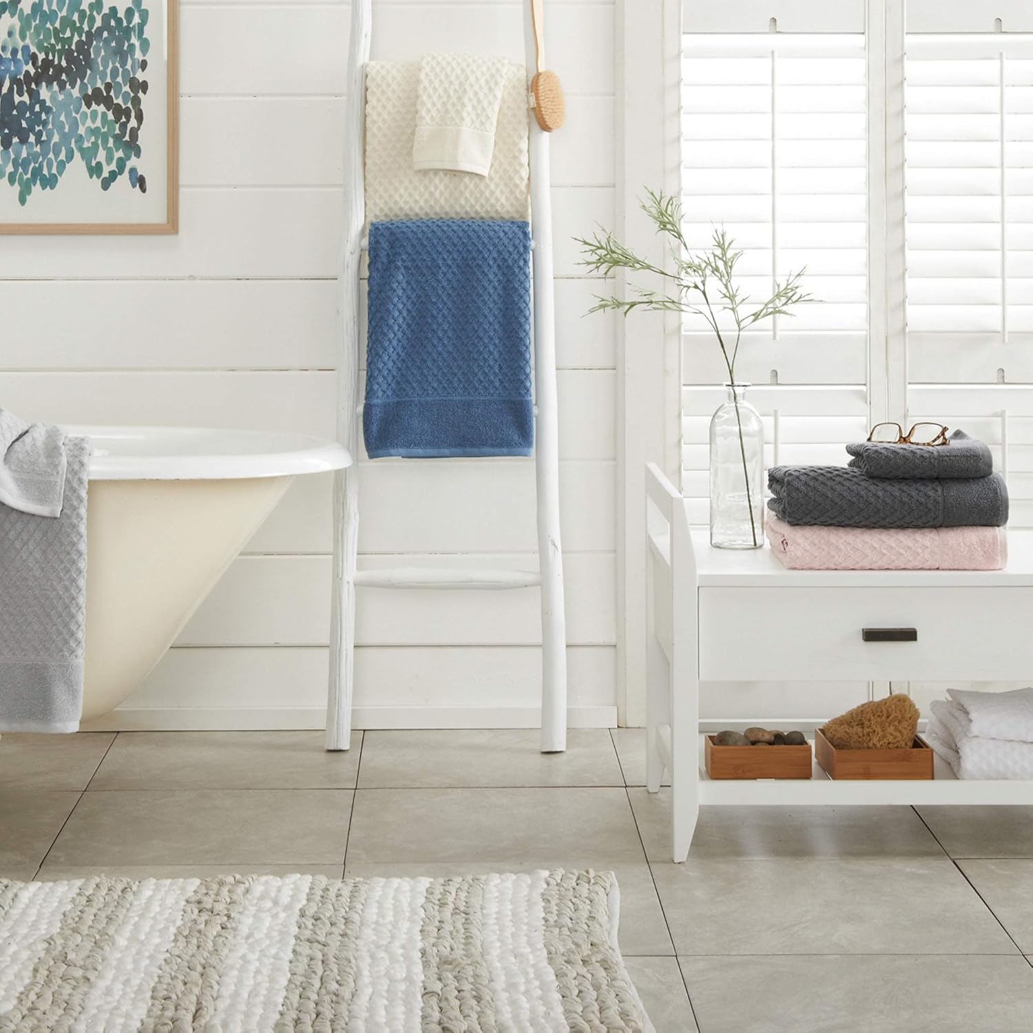 100% Cotton Bath Towels, Luxury 6 Piece Set - 2 Bath Towels, 2 Hand Towels and 2 Washcloths. Absorbent Quick-Dry Textured Towels. Grayson Collection (6 Piece Set, Light Grey): Kitchen & Dining