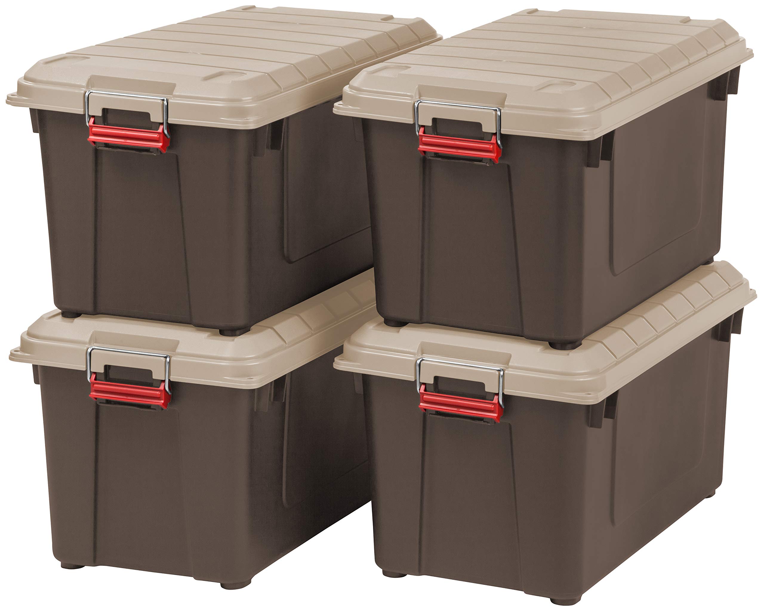 IRIS 82 Quart Weathertight StoreItAll Tote, 4Pack, Brown