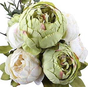 Duovlo Fake Flowers Vintage Artificial Peony Silk Flowers Wedding Home Decoration,Pack of 1 (New Green)