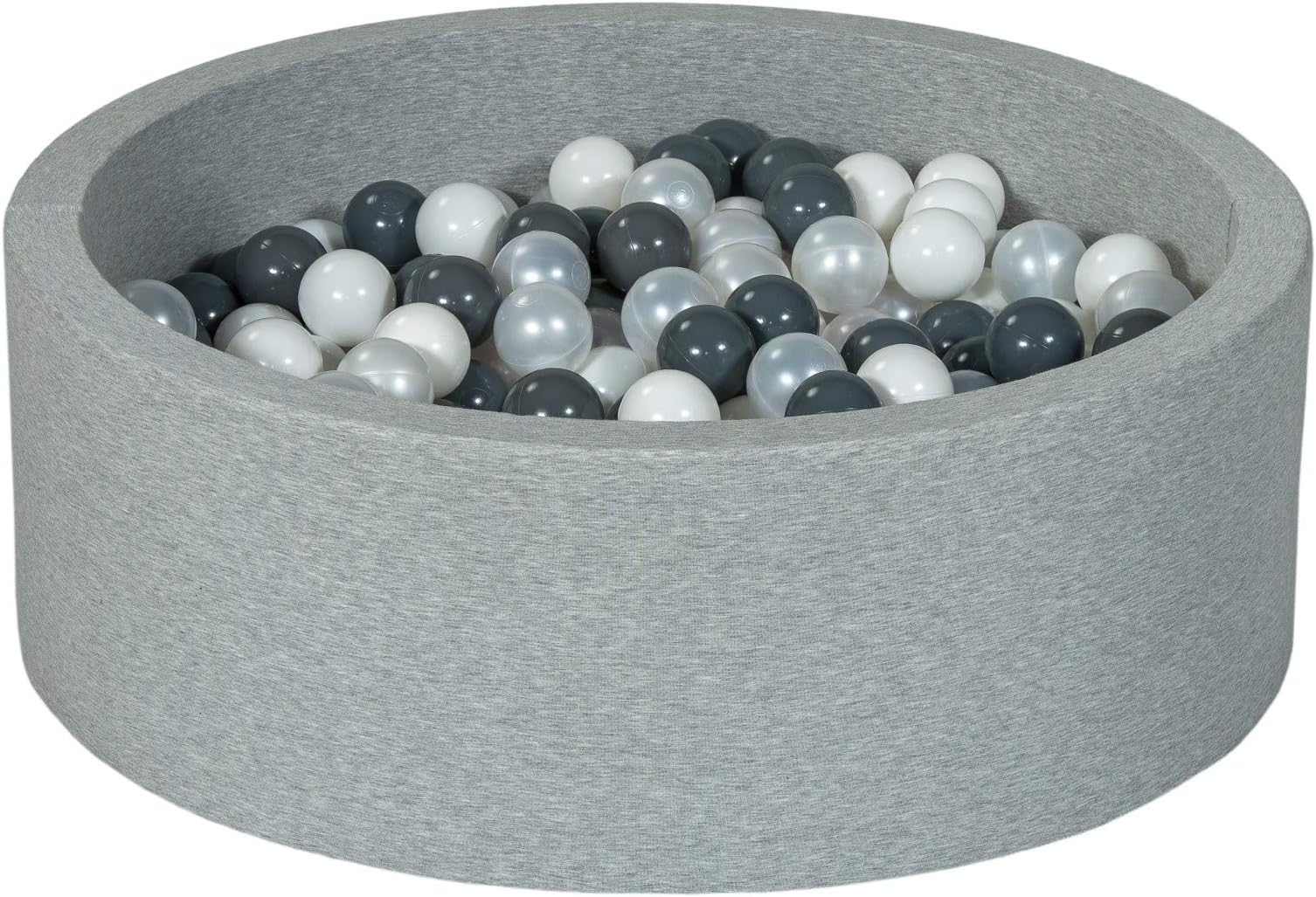 Velinda Soft Jersey Baby Kids Children Ball Pit with 300 balls, Gift (Balls colours: white, pearl, grey)