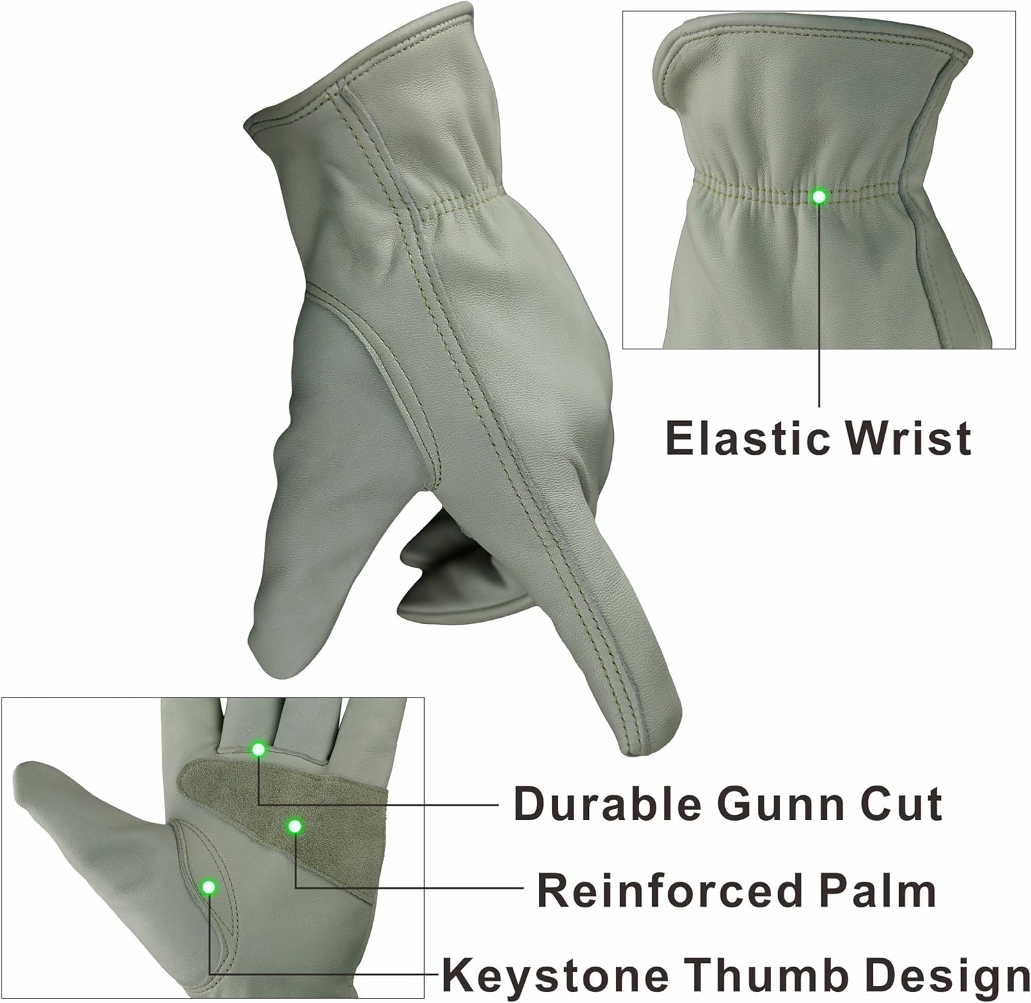 KIM YUAN Leather Work Gloves for Gardening/Cutting/Construction/Motorcycle, Men & Women, Elastic Wrist with Palm, M/L/XL (XXL) 1 Pair - Image 5