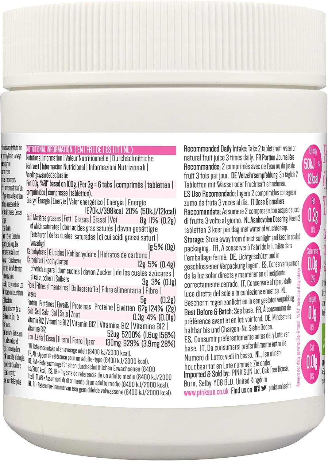 PINK SUN Organic Chlorella Tablets 500mg x 1000 Tabs Pyrenoidosa Broken Cell Wall Cracked Gluten Free Non GMO Vegetarian Vegan Certified Organic by The Soil Association 500g Bulk Buy - Image 3