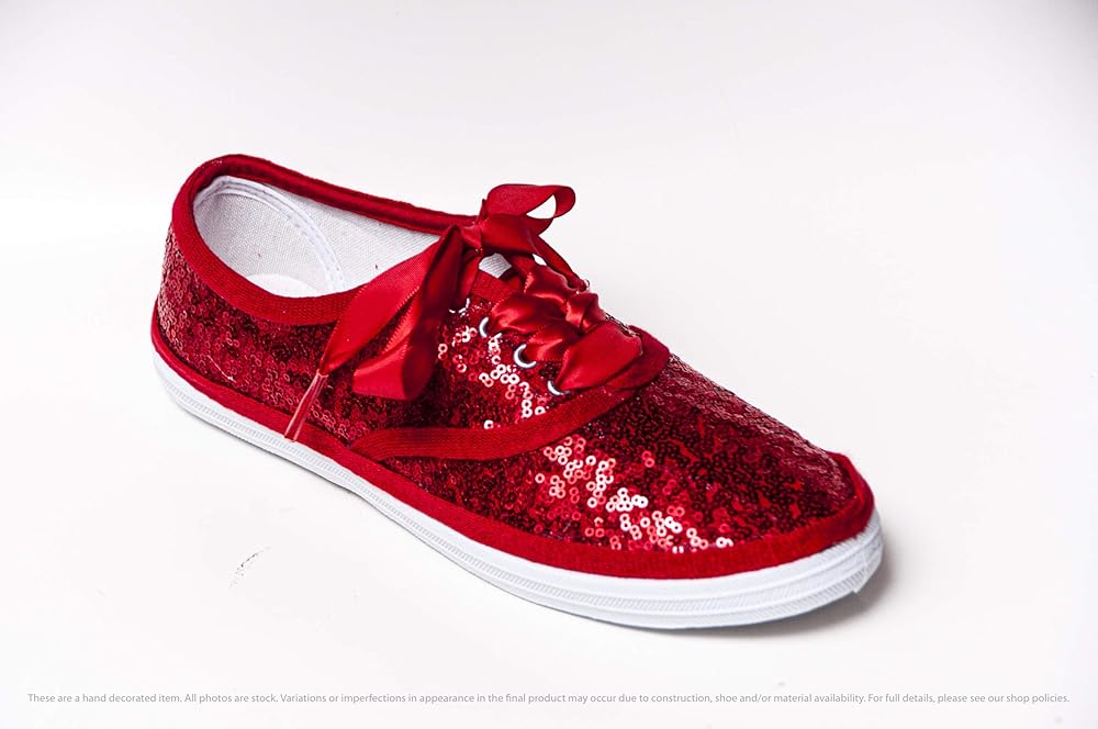 red sequin tennis shoes