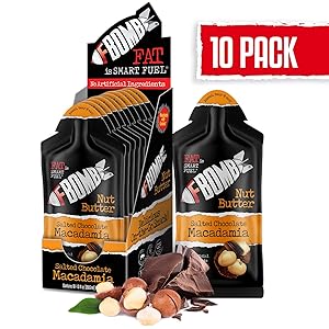 FBOMB Nut Butter 10 Pack: All-Natural Energy, Keto Fat Bombs | High Fat, Low Carb Snack, On-The-Go Energy | Paleo, Vegetarian, Keto Snacks | Salted Chocolate Macadamia - 1 oz Packets