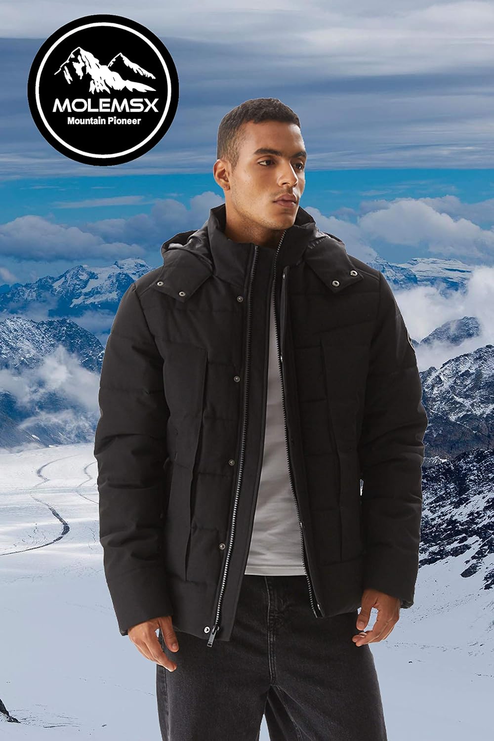 Molemsx Men's Down Alternative Jacket Outdoor Sports Windproof Water-Resistant Parka Expedition Mountain Coat XS-3XL: Clothing