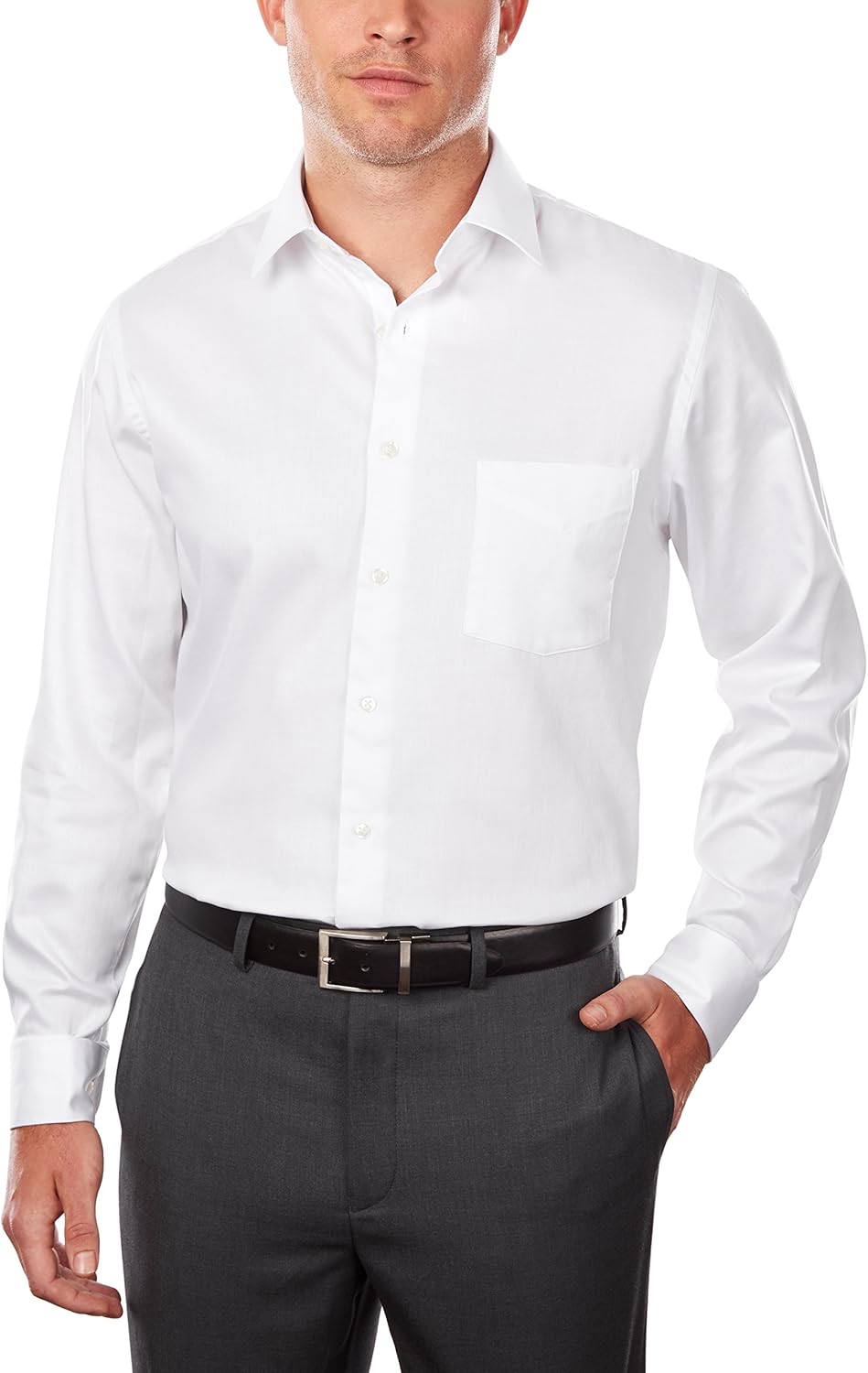 Van Heusen Men's TALL FIT Dress Shirts Lux Sateen Stretch Solid (Big and Tall): Clothing