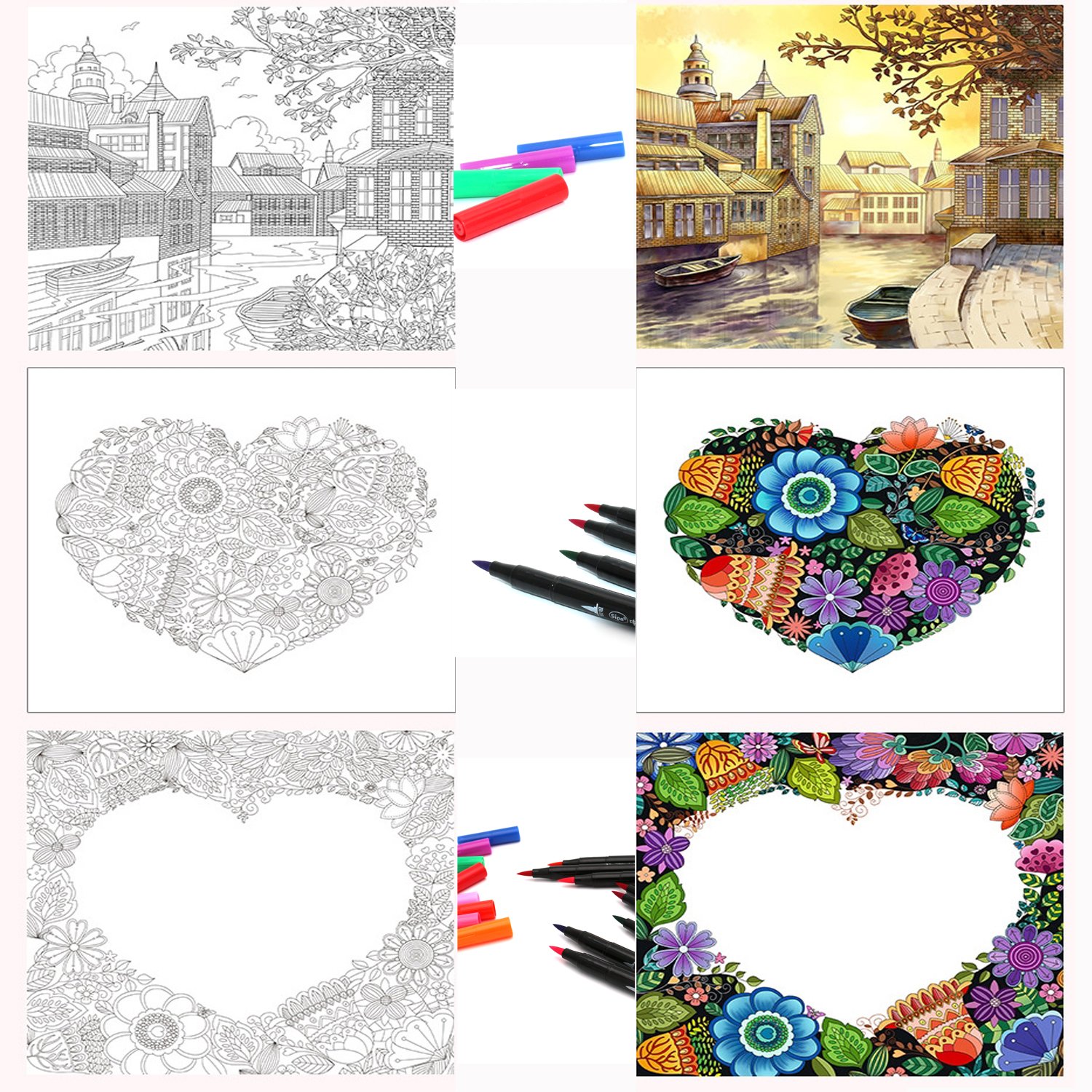 Dual Tip Watercolor Art Markers Brush Pen - 100% Acid-free /Non-toxic Ink - Best for Coloring Book Painting Drawing Sketching Journaling Writing Lettering - 36 Colors No Duplicates