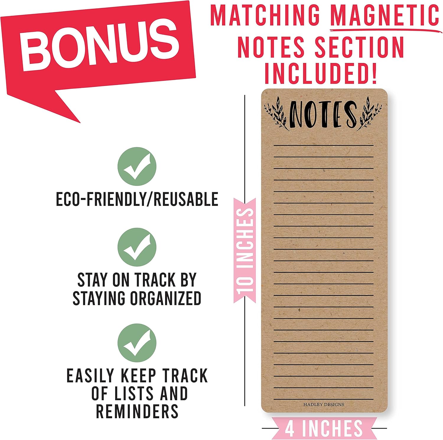 Magnetic Fridge Calendar Dry Erase Magnetic Calendar for Refrigerator - Rustic Magnetic Dry Erase Calendar for Fridge, White Board Calendar for Wall, Dry Erase Board Calendar, Magnetic Notepad : Office Products