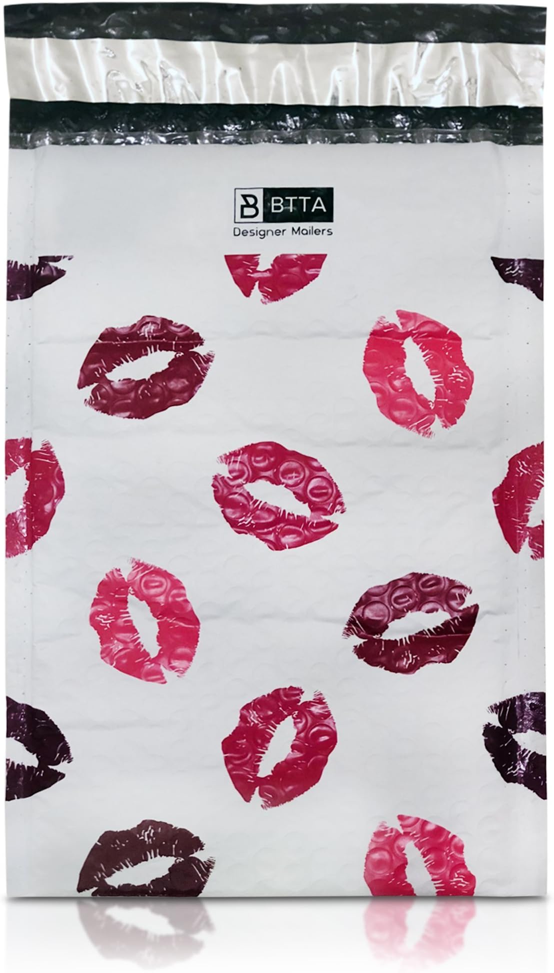 25 Pack 6x10 Pink Lips Kisses Poly Bubble Mailers Padded Shipping Envelopes Bags with Custom Designer Printed Boutique Pattern and Self Seal Adhesive Strip - Large Heavy Duty Waterproof Bulk Combo