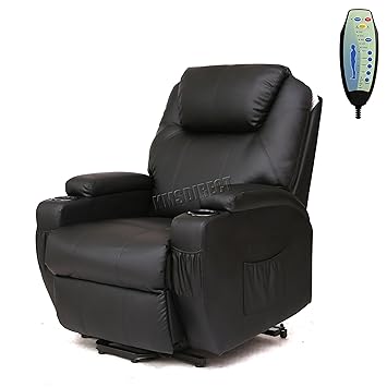 Foxhunter Bonded Leather Massage Cinema Riser Recliner Sofa Power Electric Lift Chair Mobility Armchair With Heating Function Fh Mls 09 Black