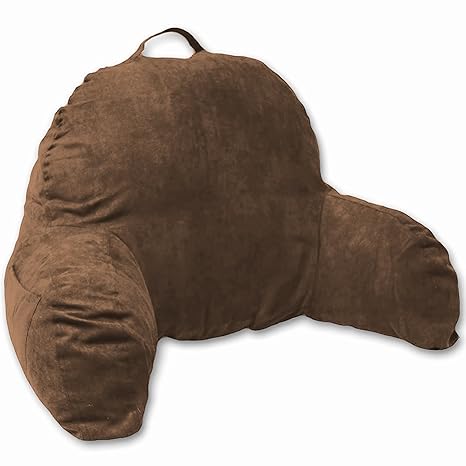 Brown Microsuede Bed Rest Reading Pillow Support Bed Backrest