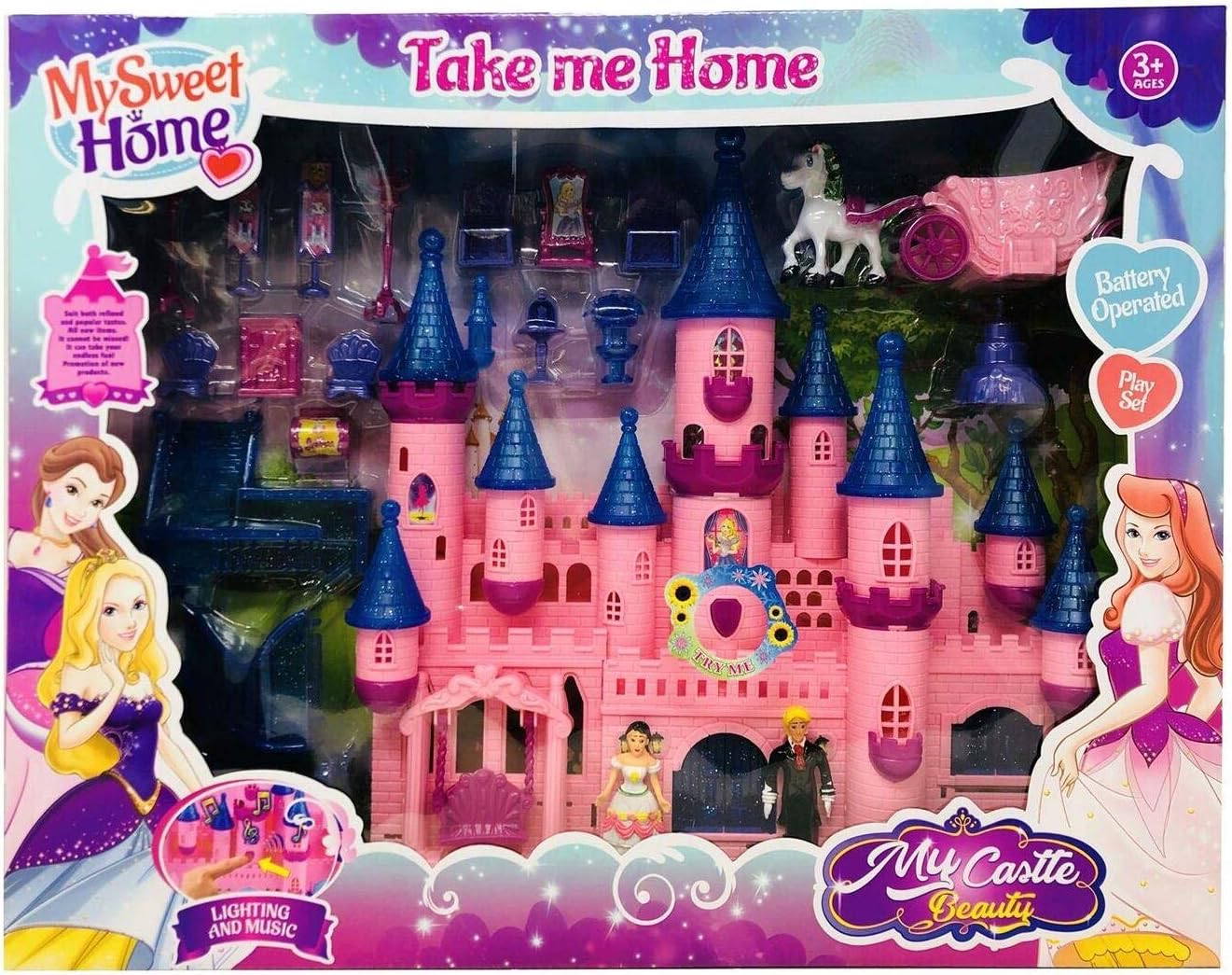Koolbitz Large Fairy Princess Castle Toy Doll Playset w/ Lights, Sounds
