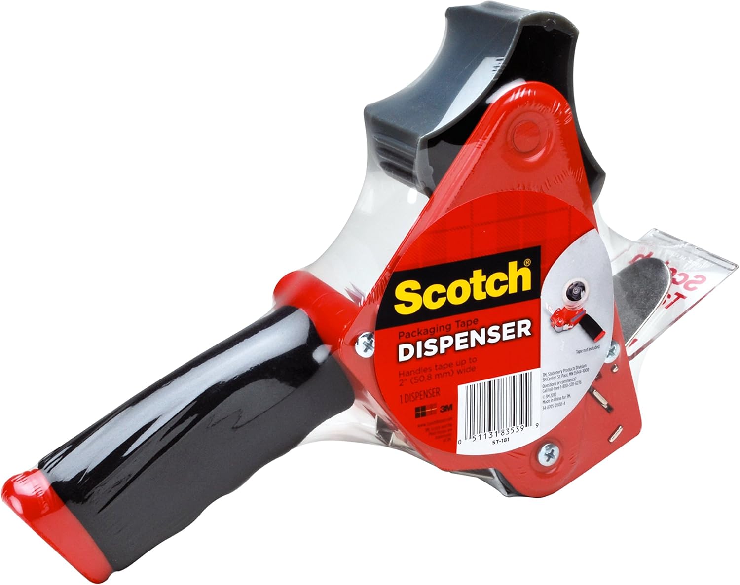 Scotch Packaging Tape Dispenser ST-181, Designed for Standard 3" Core Rolls, Foam Handle, Retractable Blade and Adjustable Brake : Tape Flag Dispensers : Office Products