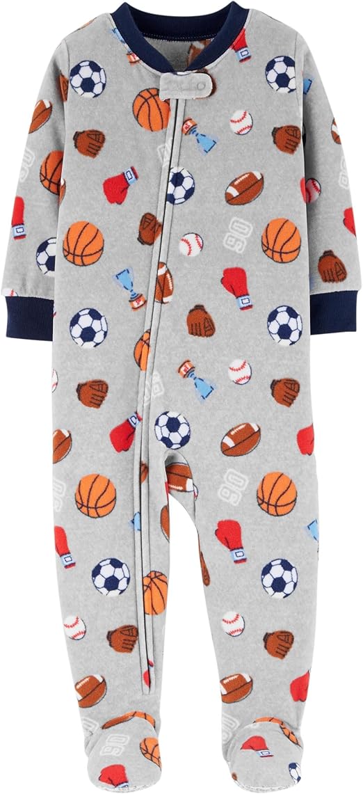 Carter's Baby Boy's 12M5T One Piece Fleece Pajamas, Grey