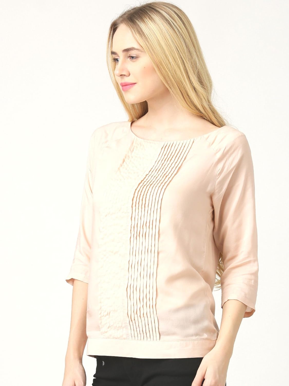 marie claire peach-coloured tuck detail top (mc10064)