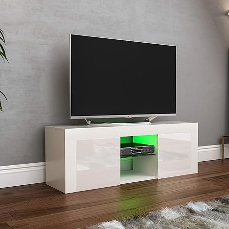 Vida Designs Eclipse Led Tv Cabinet 2 Doors Modern Glossy Matt Mdf Living Room Cupboard Media Stand Furniture Rbg Light White Amazon De Kuche Haushalt