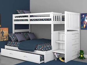 Discovery World Furniture Twin Over Full Stair Stepper Bed with Trundle 