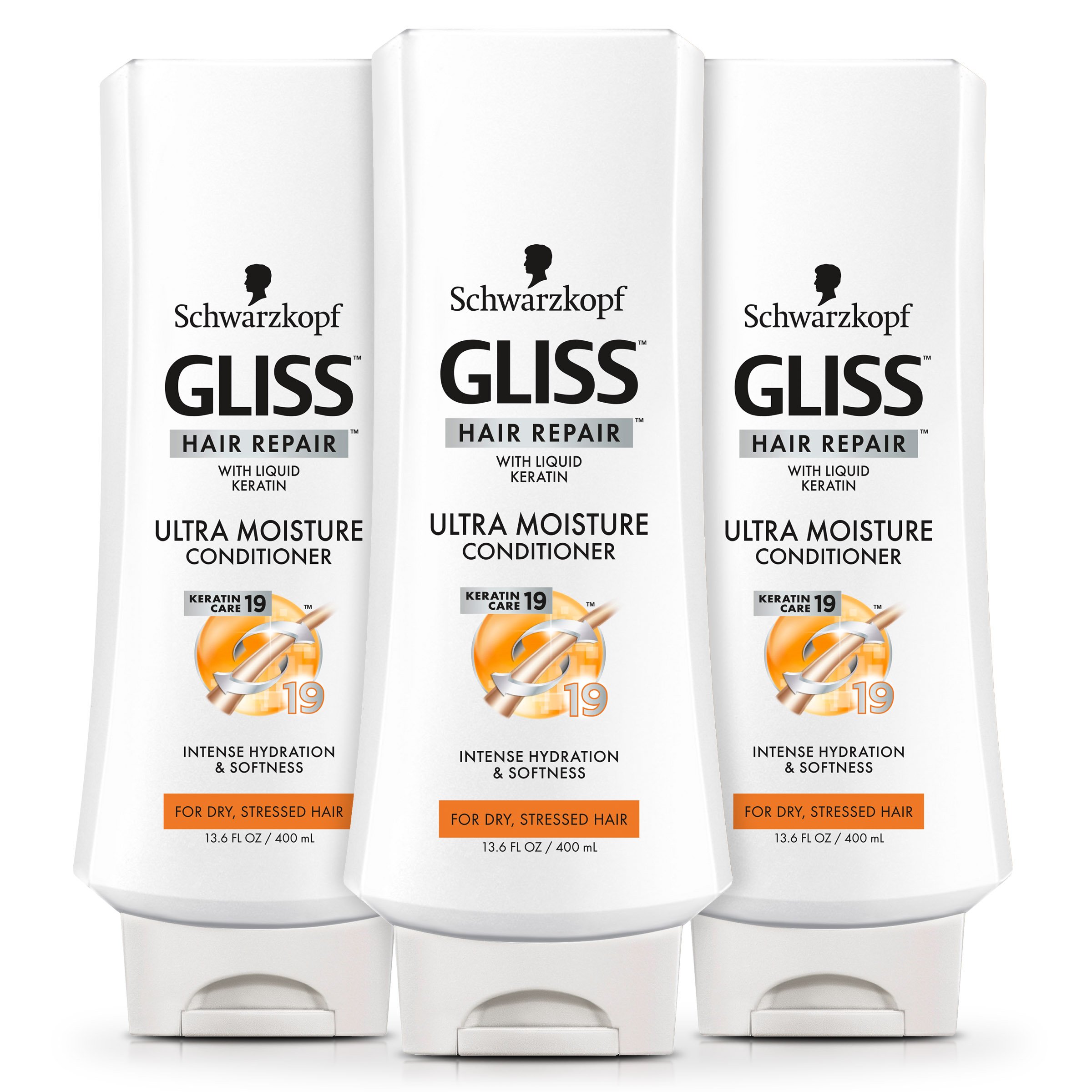 GLISS Hair Repair Shampoo, Ultra Moisture for Dry or Stressed Hair, 13.6 Ounces