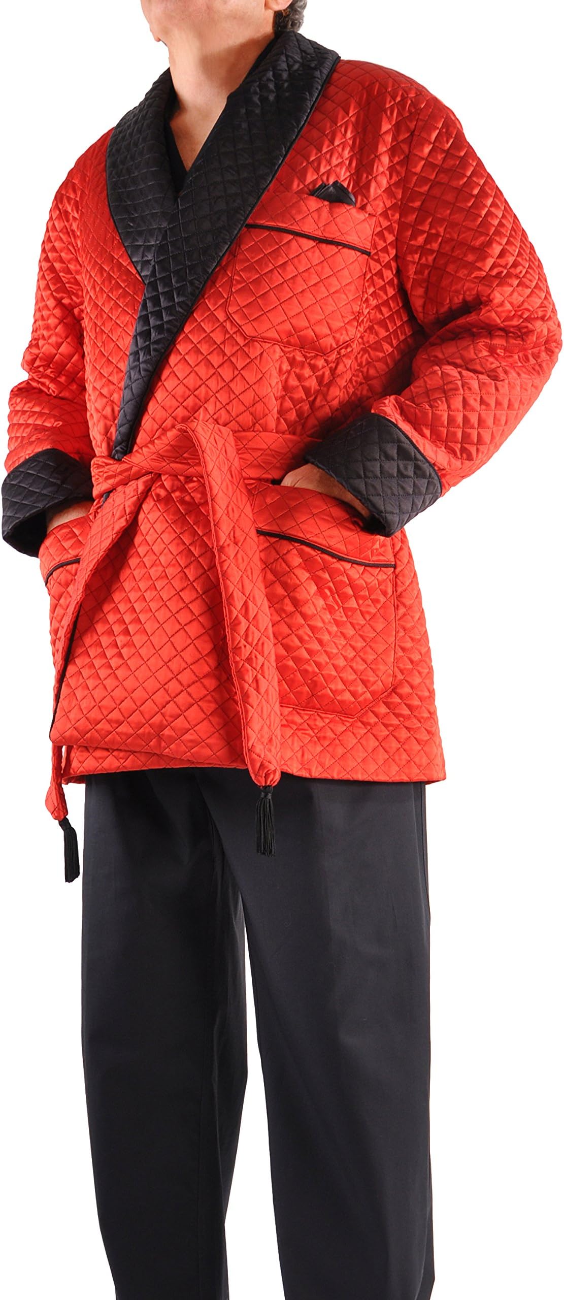 Italian Pure Silk Quilted Smoking Jacket