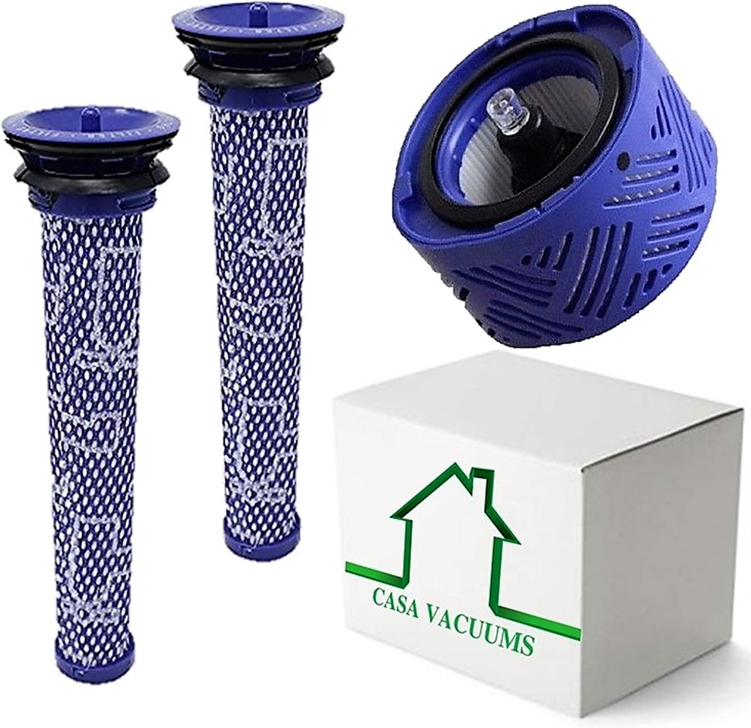 Casa Vacuums V6 Replacement 2 Pack. 2 Pre Filters + 2 Hepa Filters Compatible with Dyson V6 Absolute Cordless, Stick Vacuum. Replaces Part # 965661-01 & 966741-01
