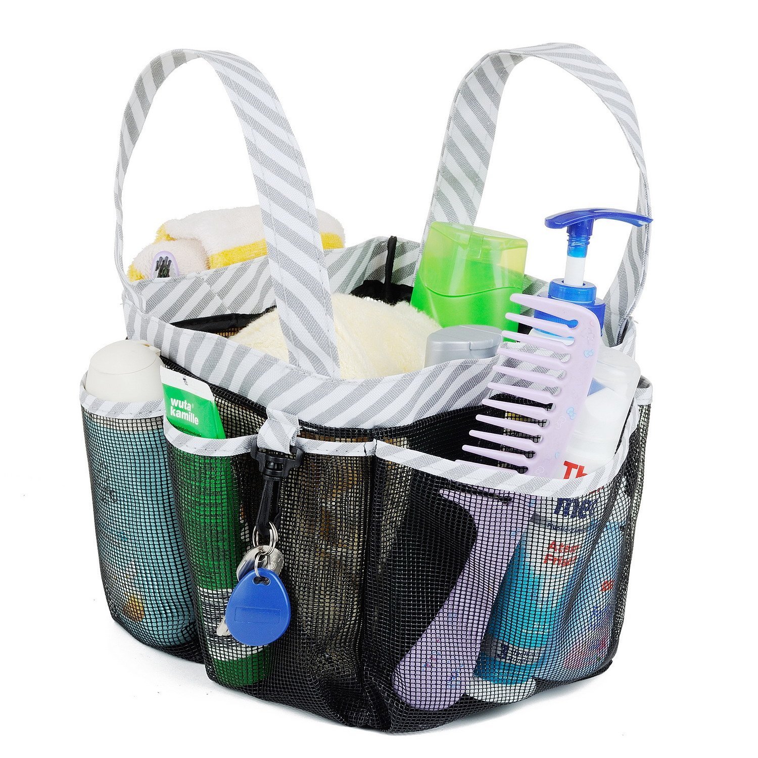 Black Portable Mesh Shower Caddy Tote Bathroom College Dorm Camping Gym