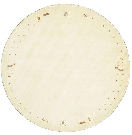 CarpetVista Gabbeh Loom - Off Weiß Teppich Ø 200 Orientalischer, Rund Teppich