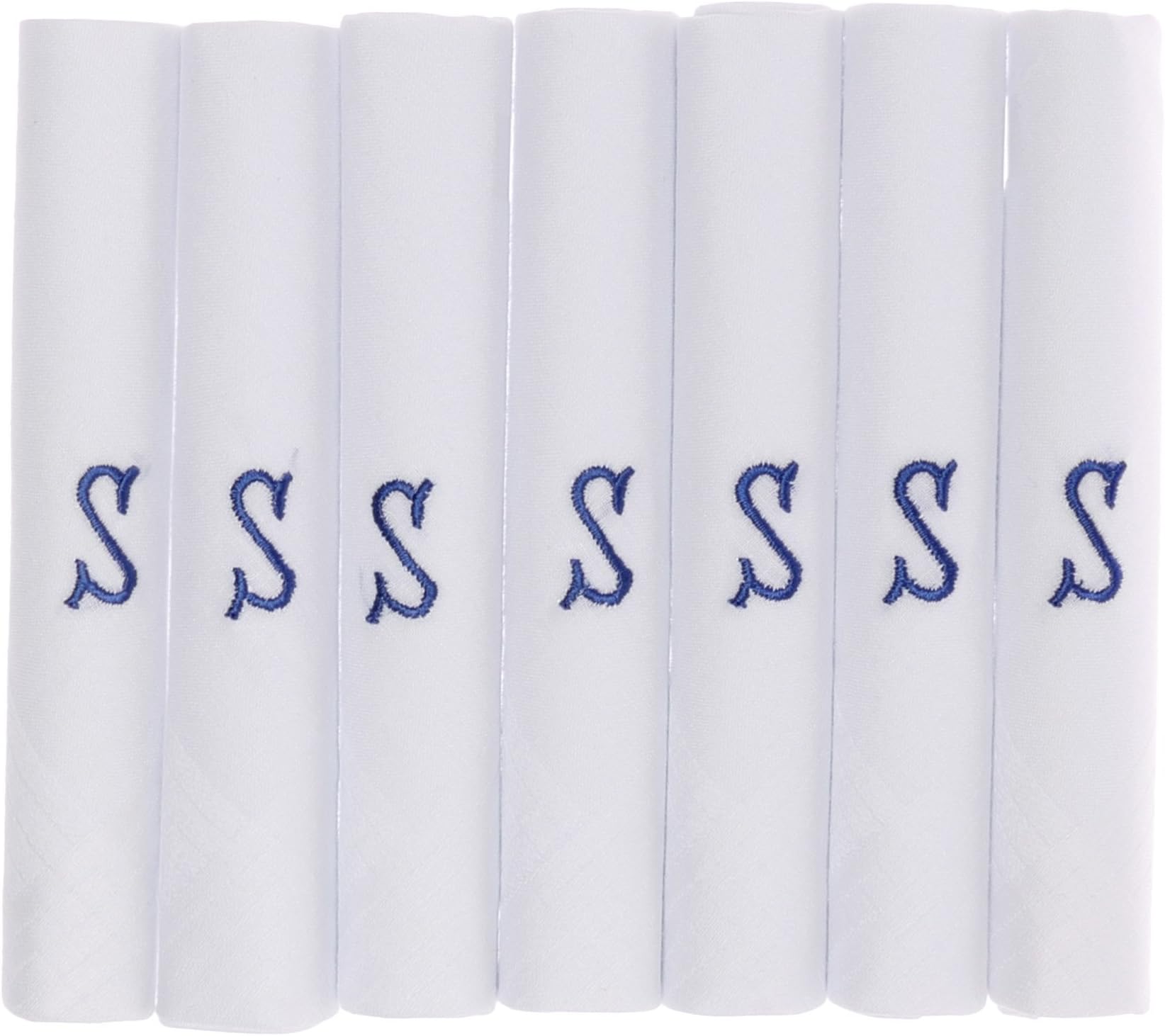 OCTAVE® Mens White 100% Cotton Embroidered With Blue Initial Handkerchiefs