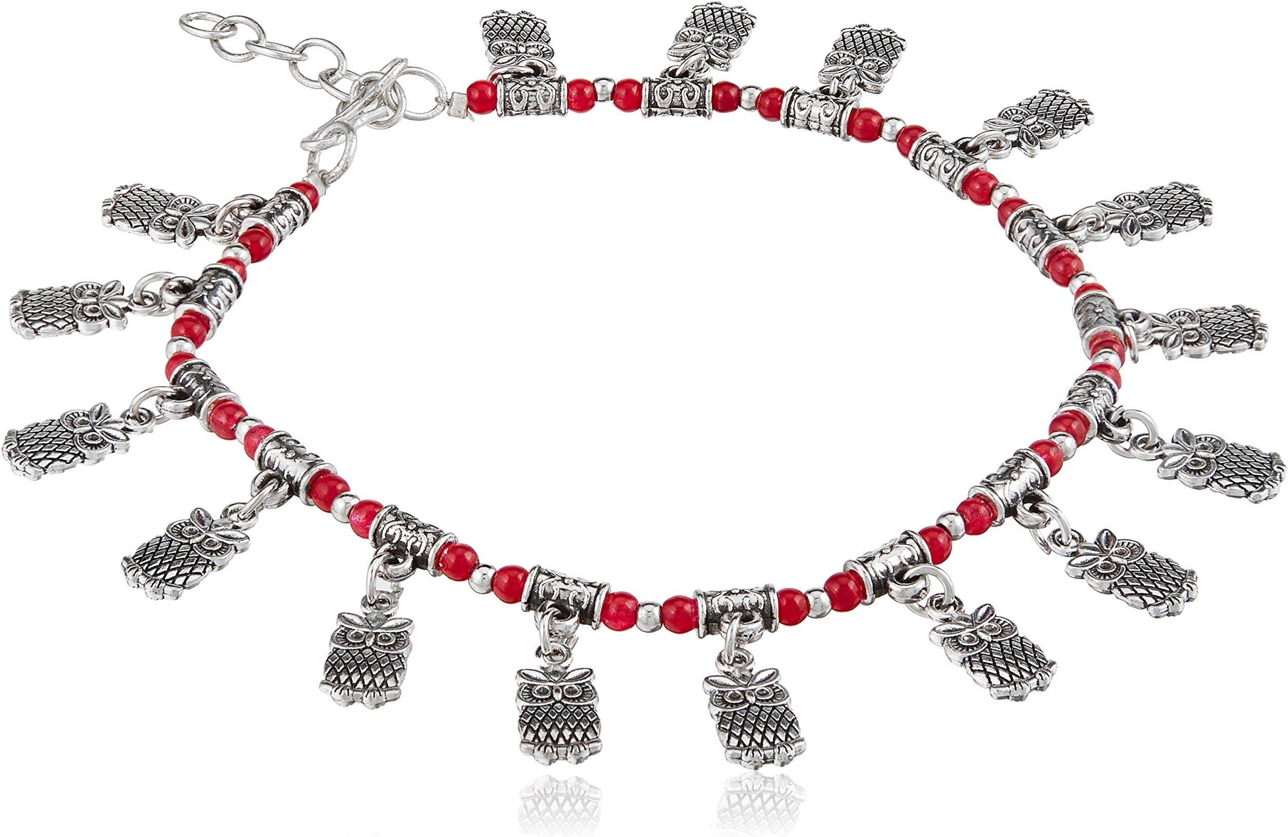 PRAANJAL Dainty Ankle Bracelet - Boho Anklets Bracelet, Handmade Beach Foot Jewelry with owl Charms