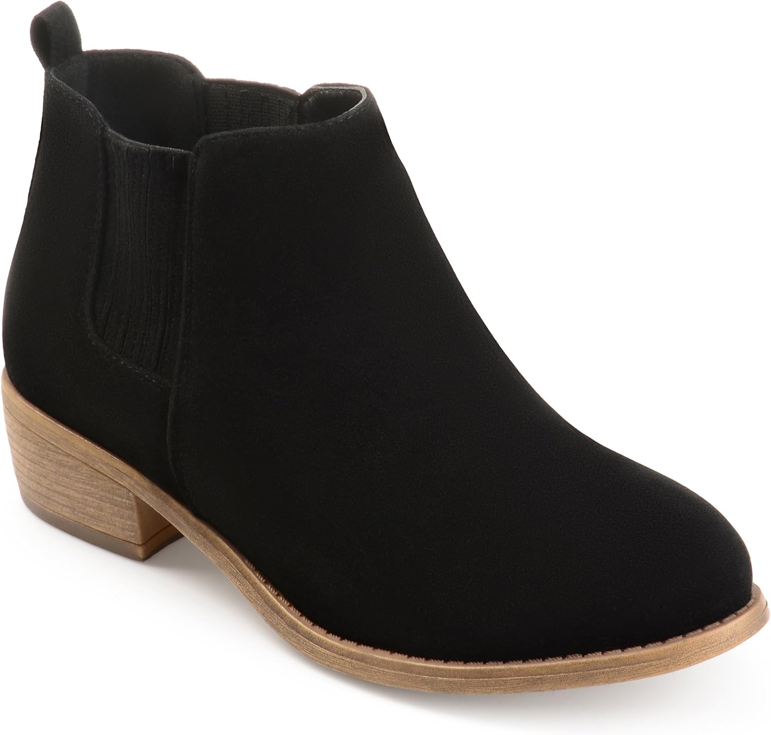 Journee Collection Womens Faux Suede Stacked Heel Ankle