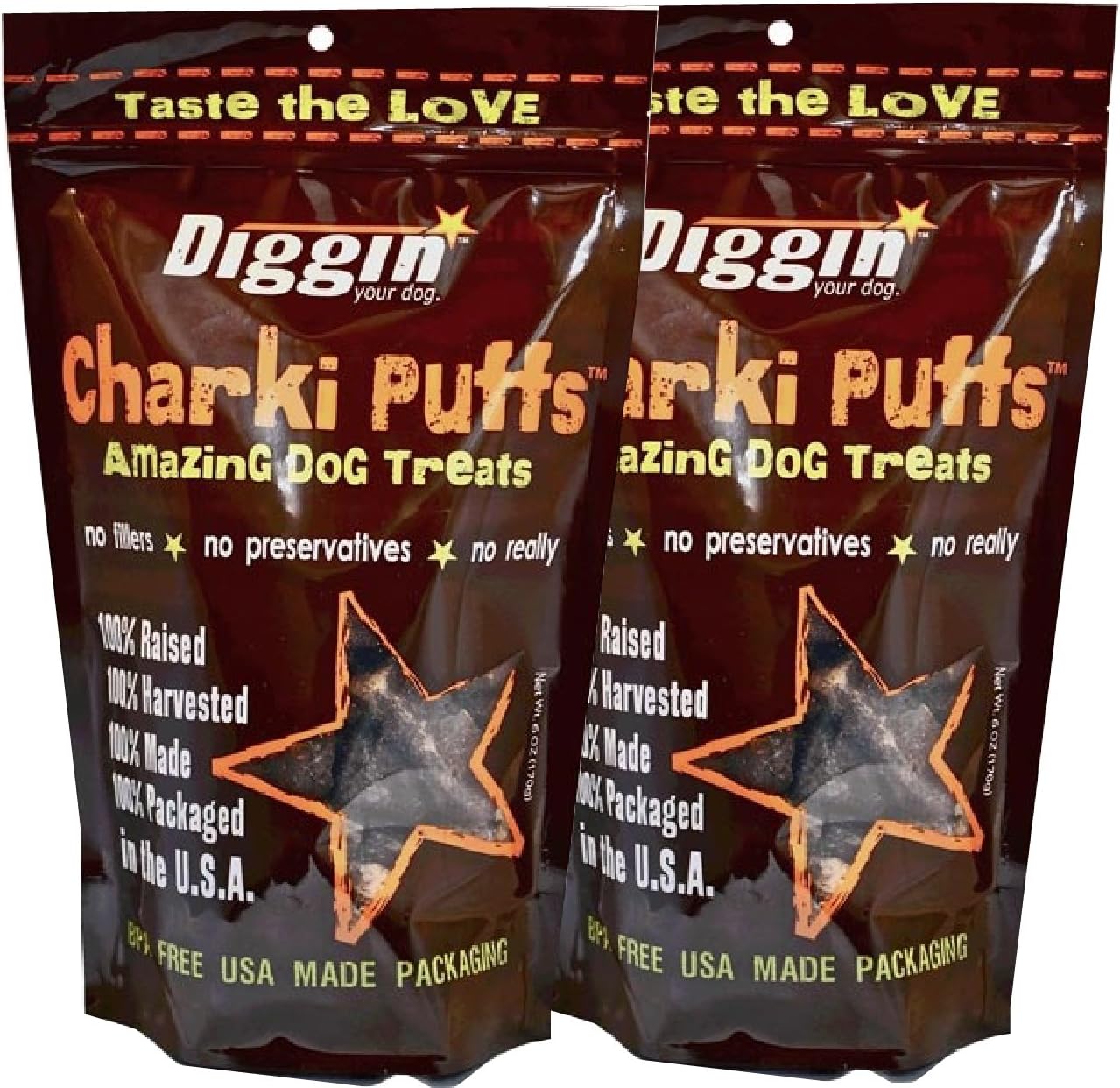 2-Pack Diggin' Your Dog Charki Puffs Amazing Dog Treats