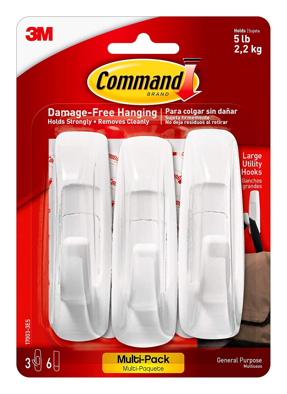 Buy Command Large Plastic Utility Hook, White, 1hook, 2strips 17003ES