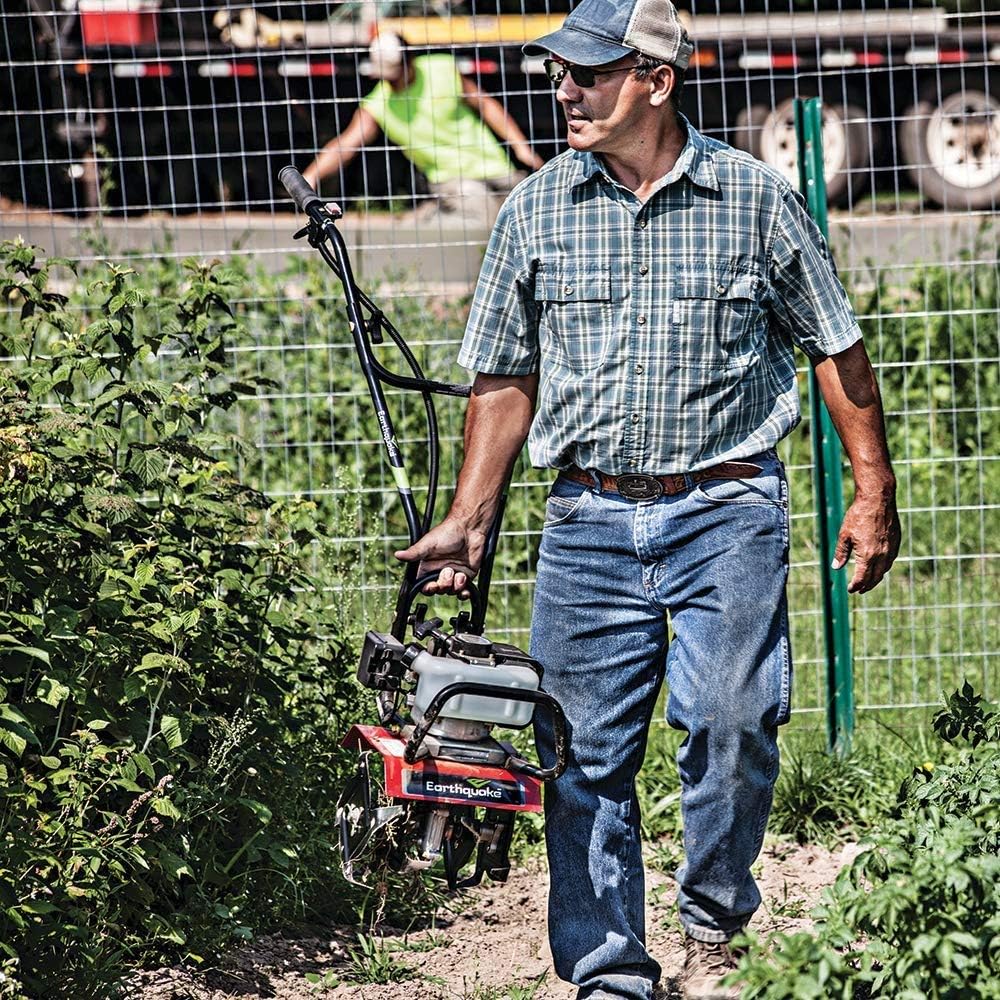 Earthquake 31635 MC33 Mini Tiller Cultivator, Powerful 33cc 2-Cycle Viper Engine, Gear Drive Transmission, Height Adjustable Wheels, 5 Year Warranty, Red : Garden & Outdoor