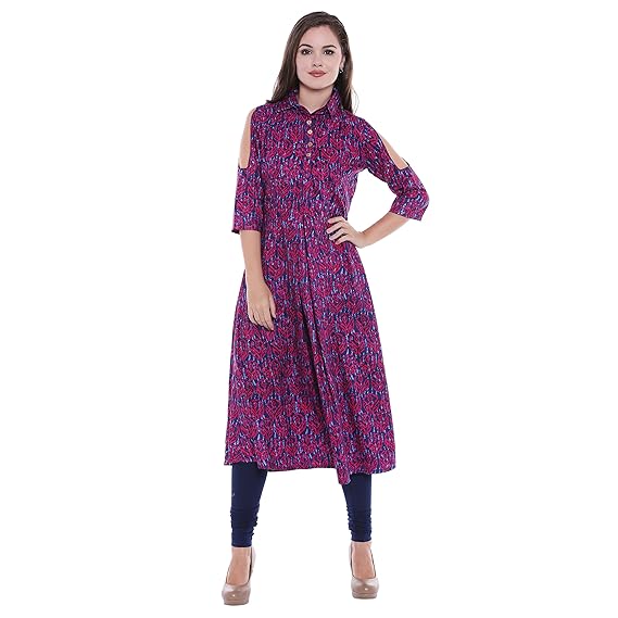 OOMPH! Womens Rayon Pleated Kurta