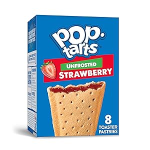 Pop-Tarts, Breakfast Toaster Pastries, Unfrosted Strawberry, Proudly Baked in the USA, 13.5oz Box (1 Pack 8 Count)