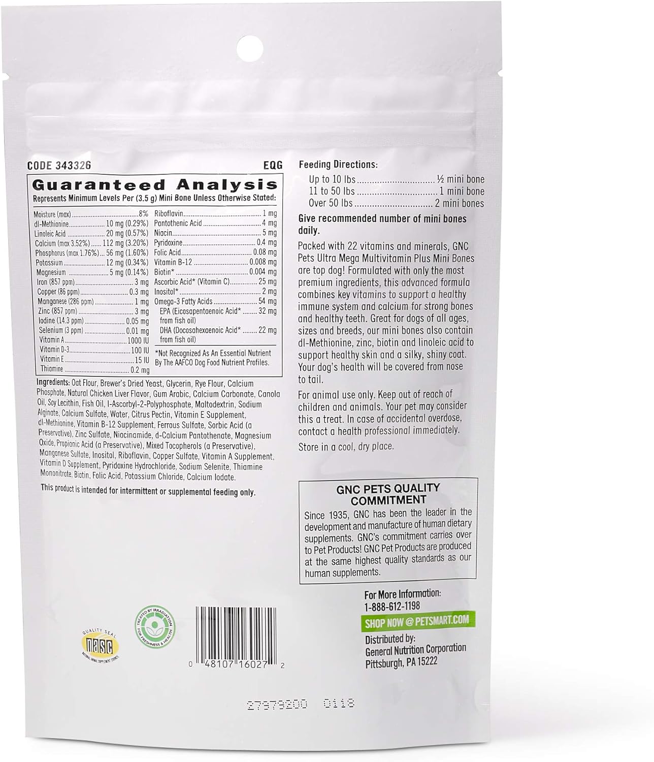 GNC Pets Ultra Mega Multivitamin Plus Mini Bones for Dogs, Chicken