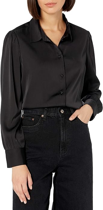 black satin button up shirt