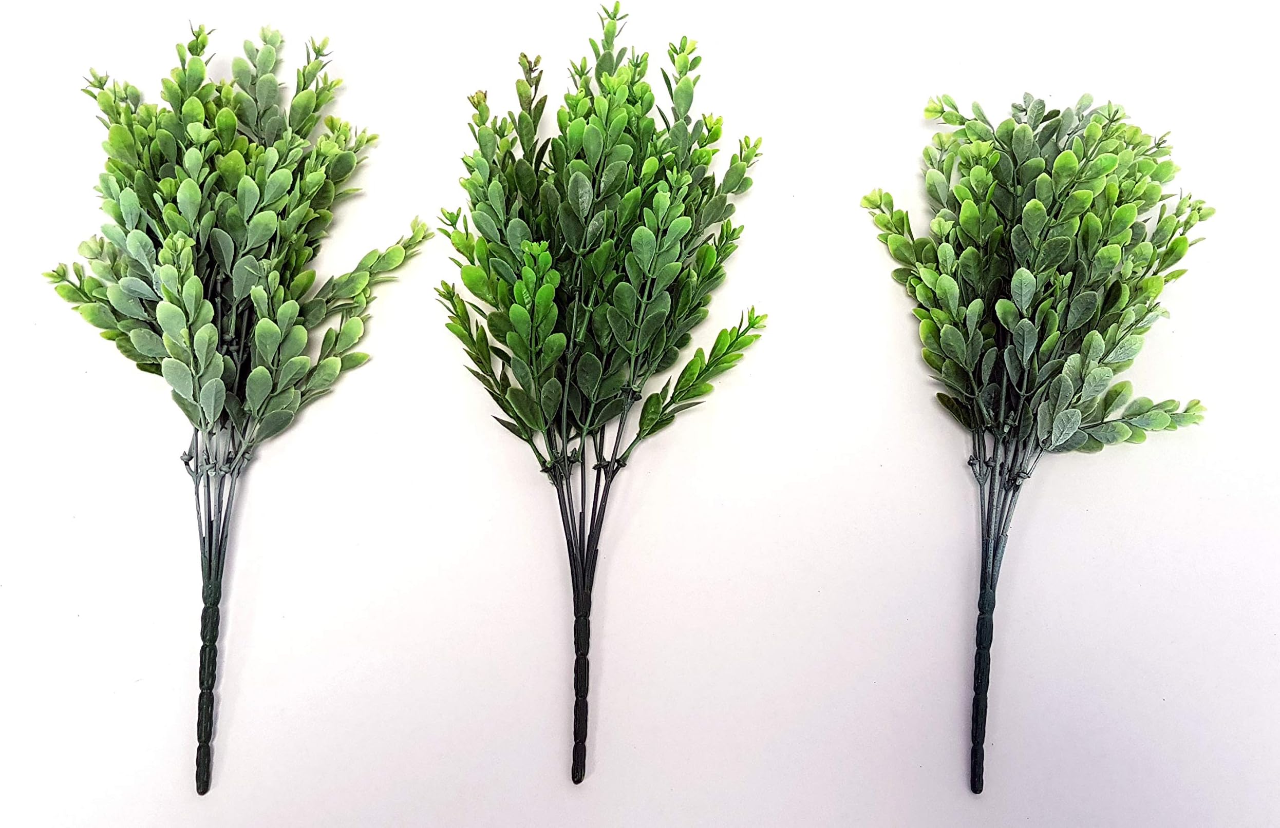 FLORIST SUPPLIES Set of 3 Artificial Mini Leaf Bush - 37 cm - Two Tone Green - Bushes - Foliage